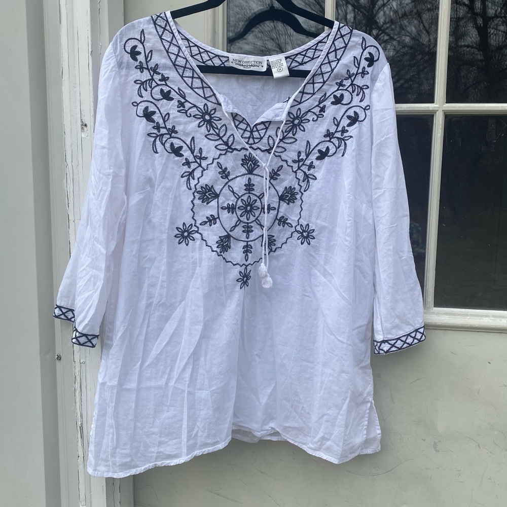 Boho Embroidered Peasant Blouse